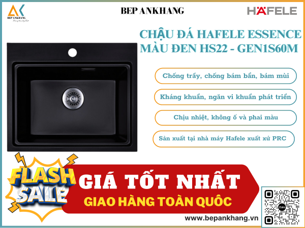 CHẬU ĐÁ HAFELE ESSENCE MÀU ĐEN HS22 - GEN1S60M 577.25.320